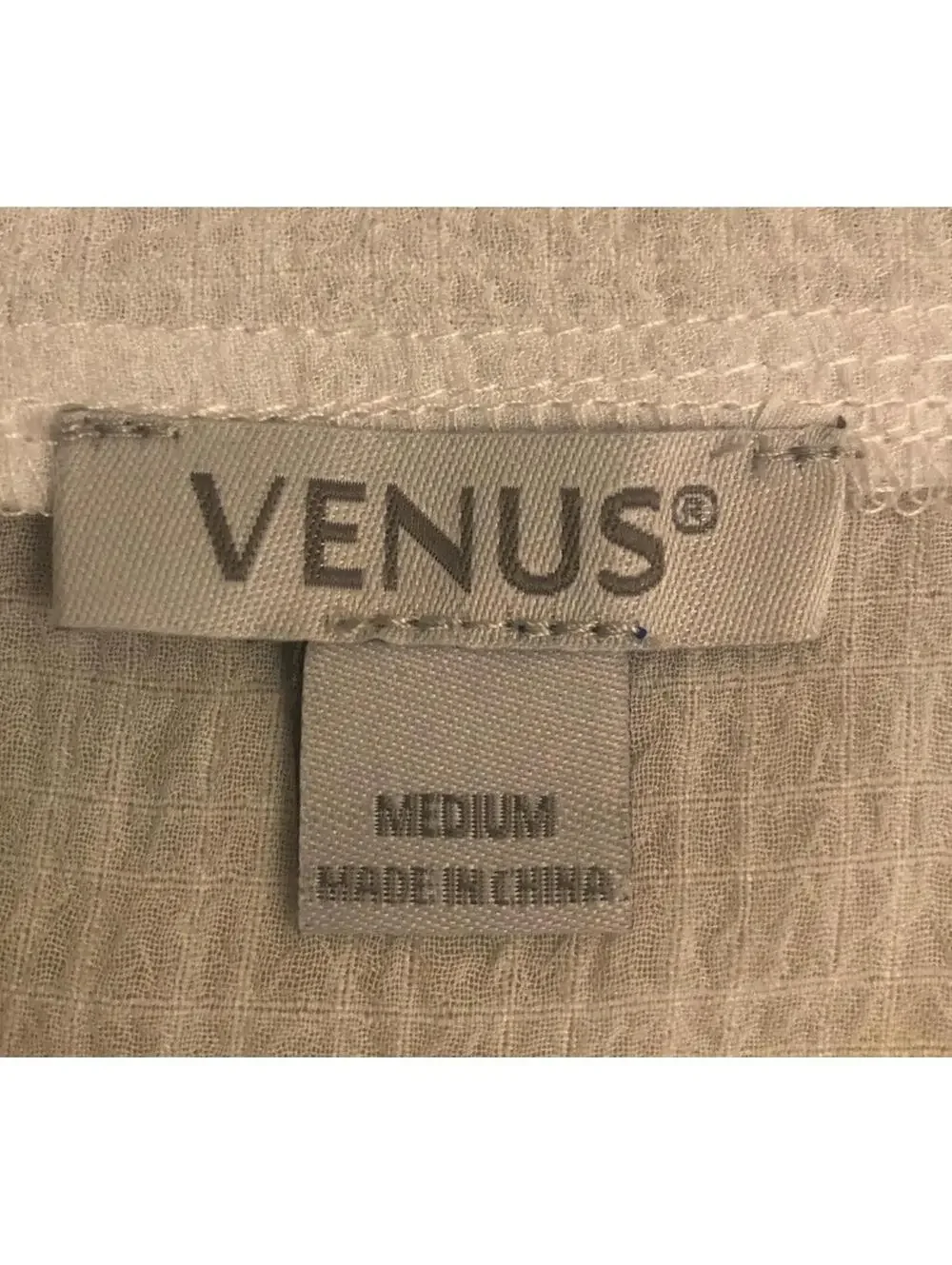 Venus Womens Medium Y Neck Swim Cover Semi Sheer White Long Sleeves Knee Length